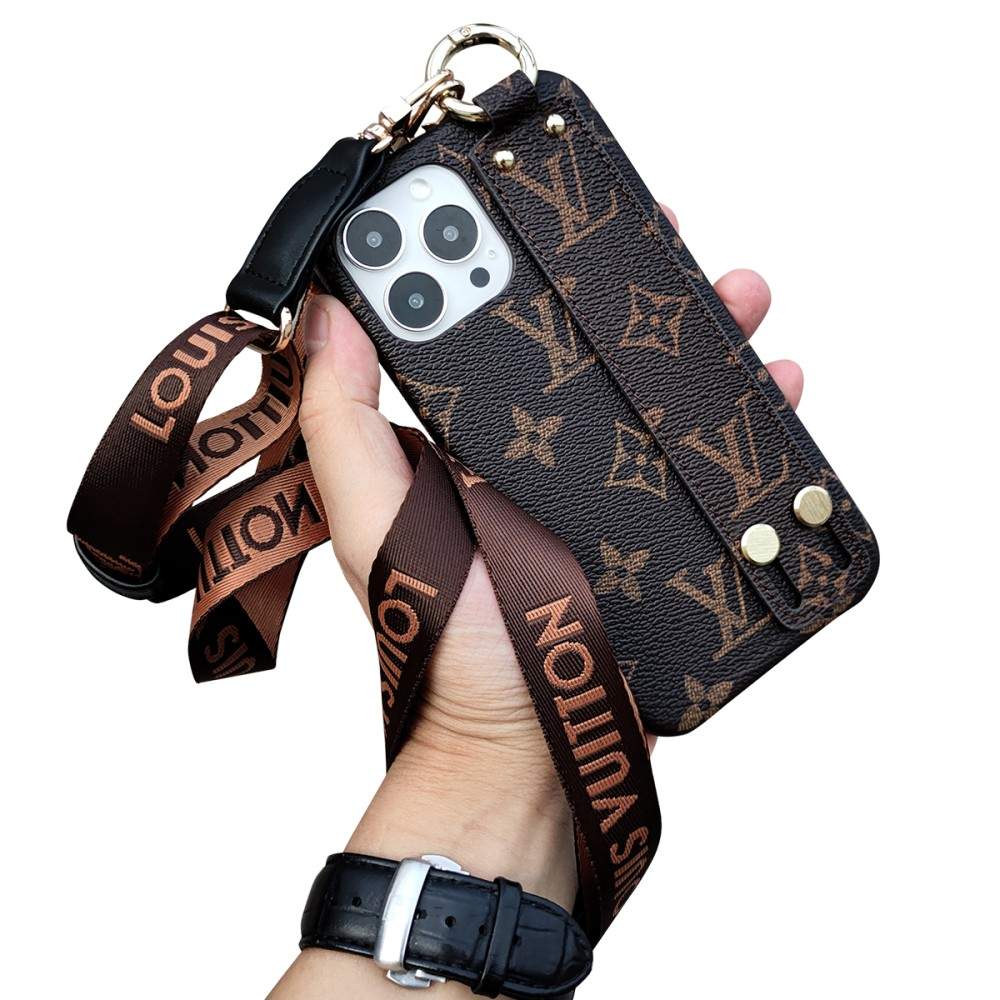 Hortory designer luxury iphone case with handheld stand and lanyard