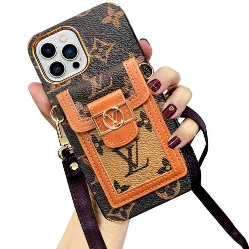 Hortory classic luxury wallet iphone case with strap