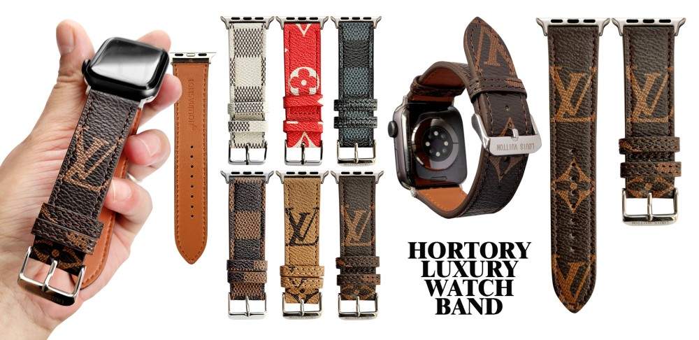 Hortory classic brown flower luxury iwatch strap