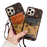 Hortory Designer luxury iphone wallet case with lanyards