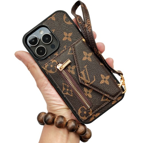 Hortory Luxury iPhone case with magnetic credit card holder and hand strap