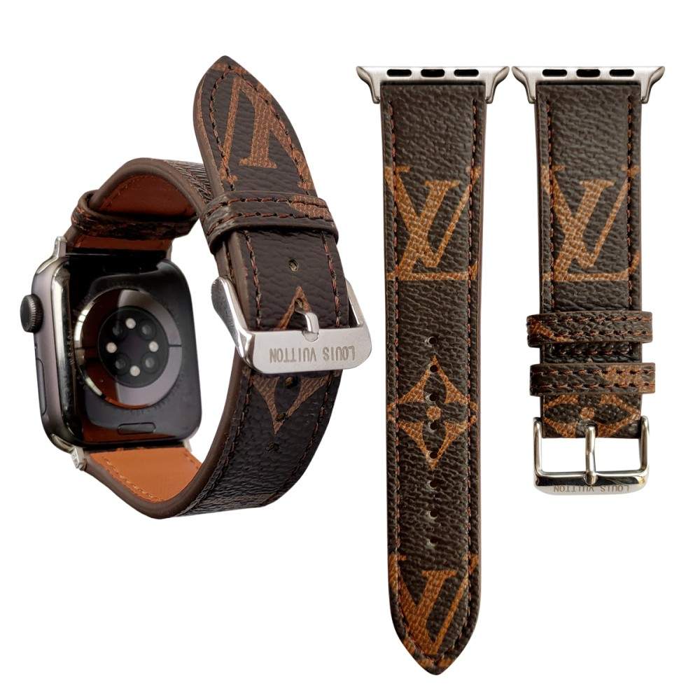 Hortory classic brown flower luxury iwatch strap